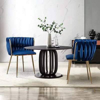 Contemporary Luxury Curved Velvet Stainless Steel Dining Chair Backrest Armrest For Dining Room