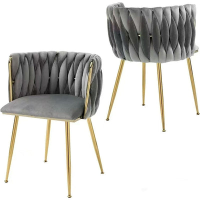 Contemporary Luxury Curved Velvet Stainless Steel Dining Chair Backrest Armrest For Dining Room