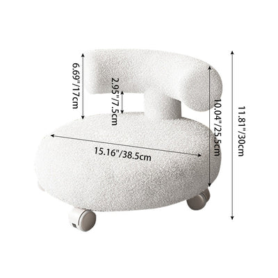 Modern Minimalist Curved Lambswool Solid Wood Plastic Low Stool Backrest Armless For Living Room