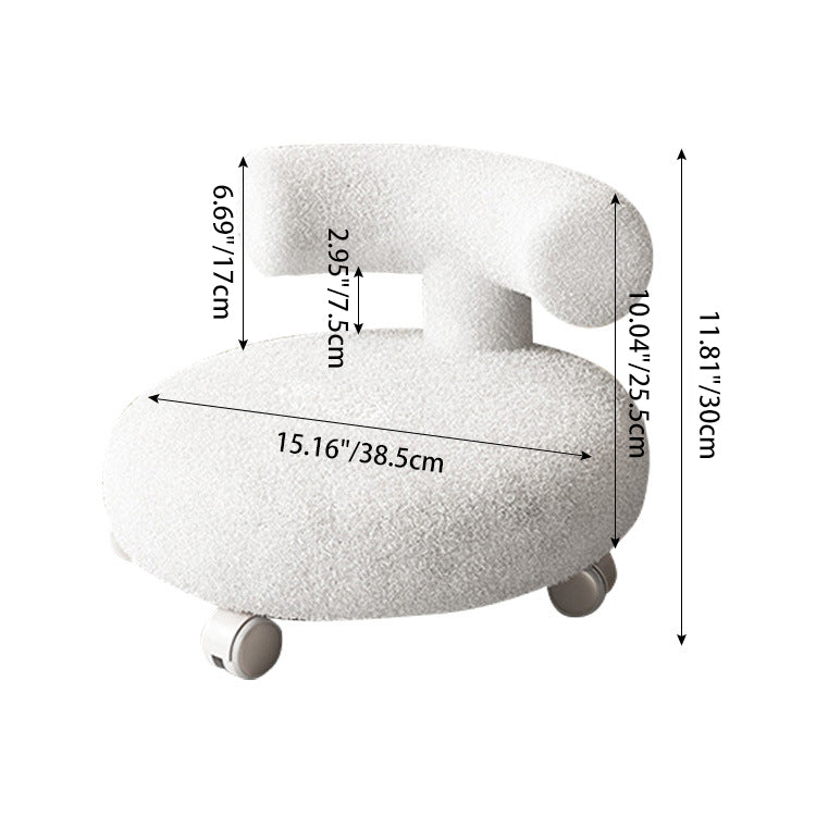 Modern Minimalist Curved Lambswool Solid Wood Plastic Low Stool Backrest Armless For Living Room