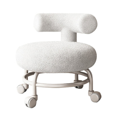 Modern Minimalist Curved Lambswool Solid Wood Plastic Low Stool Backrest Armless For Living Room