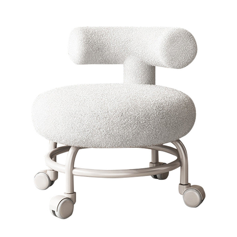 Modern Minimalist Curved Lambswool Solid Wood Plastic Low Stool Backrest Armless For Living Room