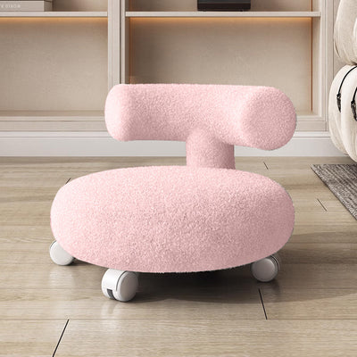 Modern Minimalist Curved Lambswool Solid Wood Plastic Low Stool Backrest Armless For Living Room