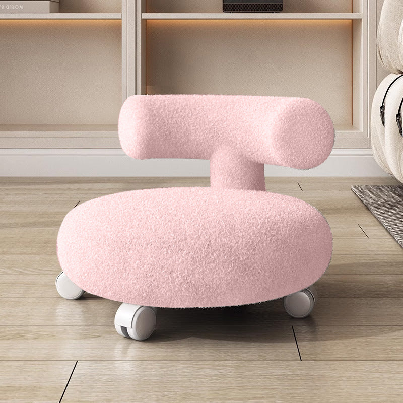Modern Minimalist Curved Lambswool Solid Wood Plastic Low Stool Backrest Armless For Living Room