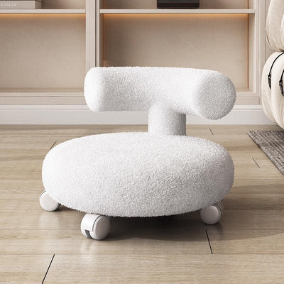Modern Minimalist Curved Lambswool Solid Wood Plastic Low Stool Backrest Armless For Living Room