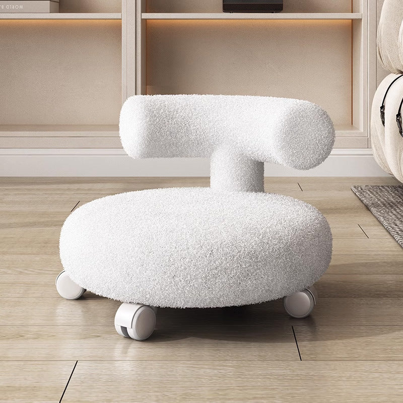 Modern Minimalist Curved Lambswool Solid Wood Plastic Low Stool Backrest Armless For Living Room