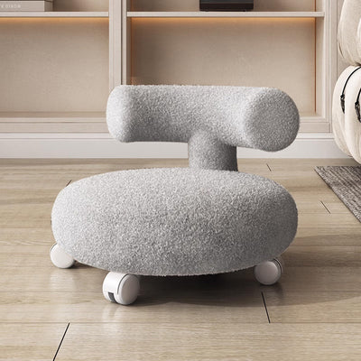 Modern Minimalist Curved Lambswool Solid Wood Plastic Low Stool Backrest Armless For Living Room