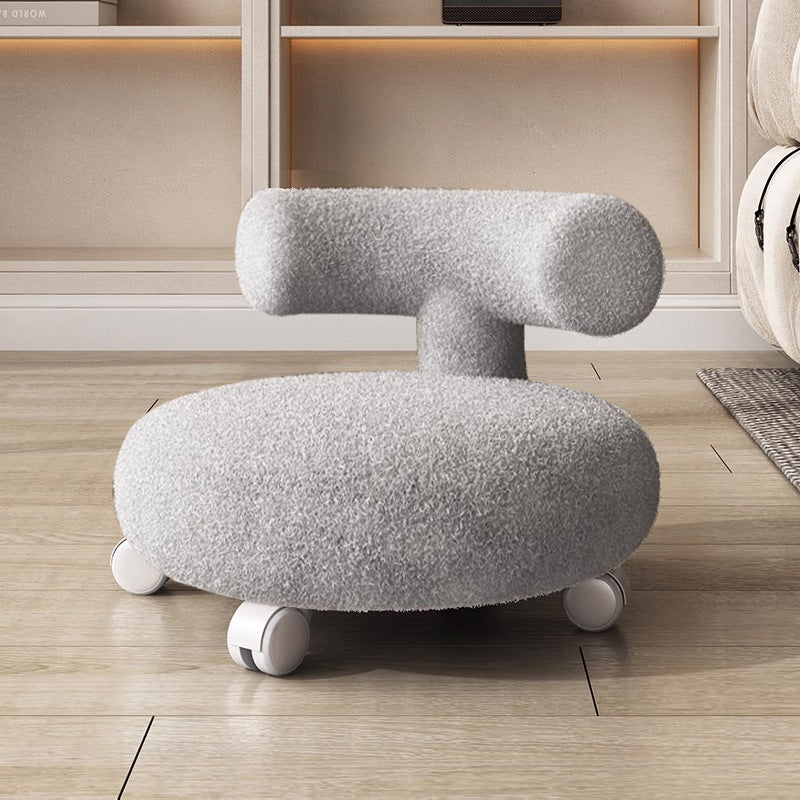 Modern Minimalist Curved Lambswool Solid Wood Plastic Low Stool Backrest Armless For Living Room