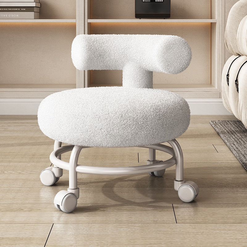 Modern Minimalist Curved Lambswool Solid Wood Plastic Low Stool Backrest Armless For Living Room