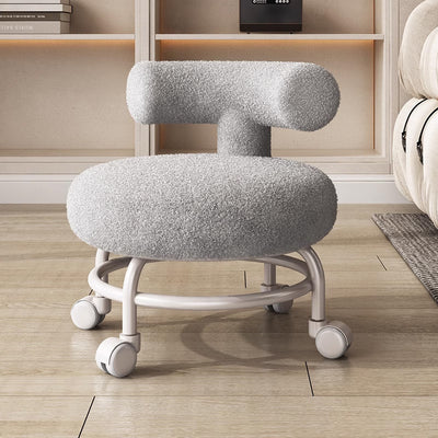 Modern Minimalist Curved Lambswool Solid Wood Plastic Low Stool Backrest Armless For Living Room