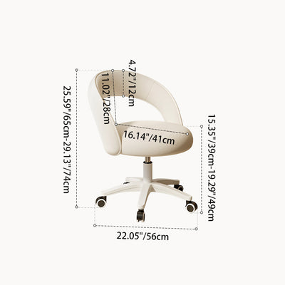 Modern Minimalist Curved Velvet Nylon Plastic Vanity Stool Backrest Armless For Bedroom