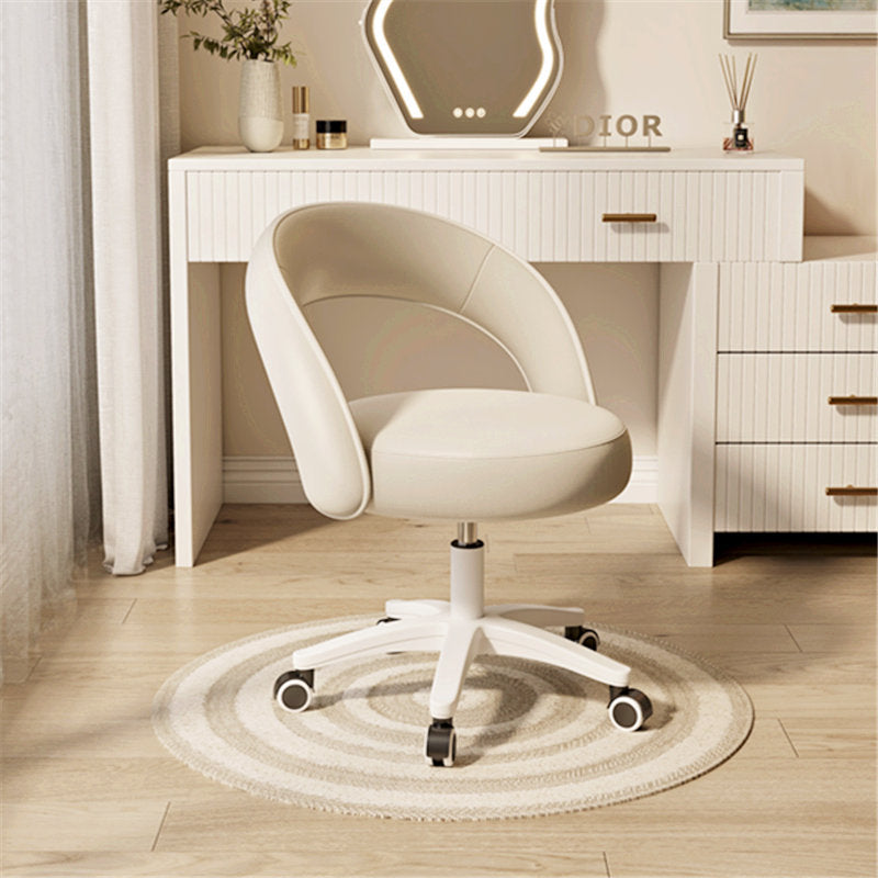 Modern Minimalist Curved Velvet Nylon Plastic Vanity Stool Backrest Armless For Bedroom