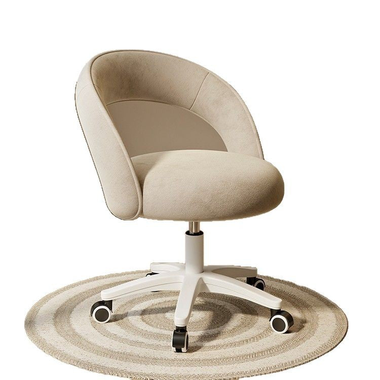 Moderner minimalistischer geschwungener Hocker aus Samt, Nylon und Plastik ohne Rückenlehne für das Schlafzimmer 