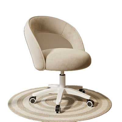 Modern Minimalist Curved Velvet Nylon Plastic Vanity Stool Backrest Armless For Bedroom