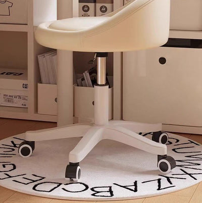 Modern Minimalist Curved Microfiber Leather Plastic Vanity Stool Rotatable Backless Armless For Bedroom