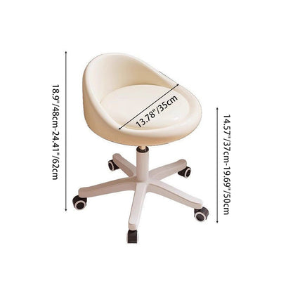 Modern Minimalist Curved Microfiber Leather Plastic Vanity Stool Rotatable Backless Armless For Bedroom