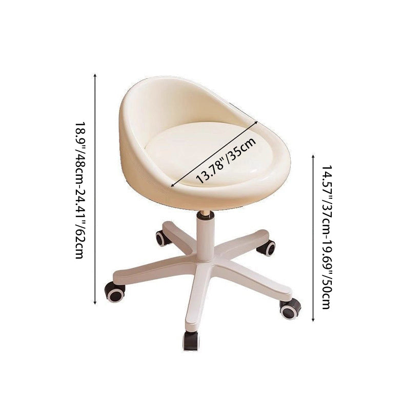 Modern Minimalist Curved Microfiber Leather Plastic Vanity Stool Rotatable Backless Armless For Bedroom