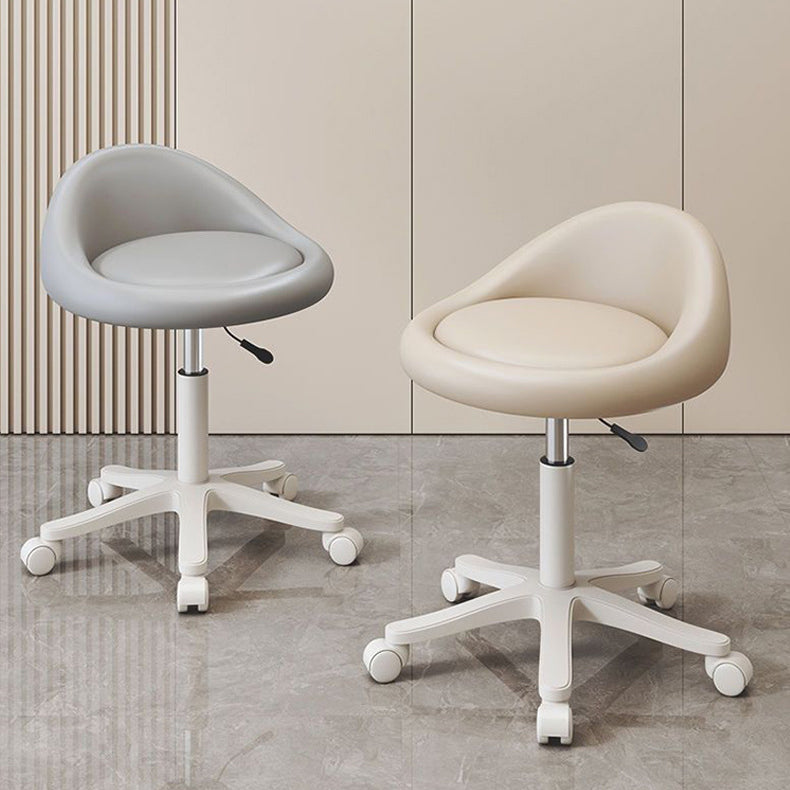 Modern Minimalist Curved Microfiber Leather Plastic Vanity Stool Rotatable Backless Armless For Bedroom