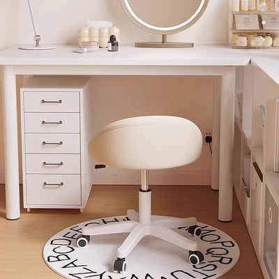 Modern Minimalist Curved Microfiber Leather Plastic Vanity Stool Rotatable Backless Armless For Bedroom