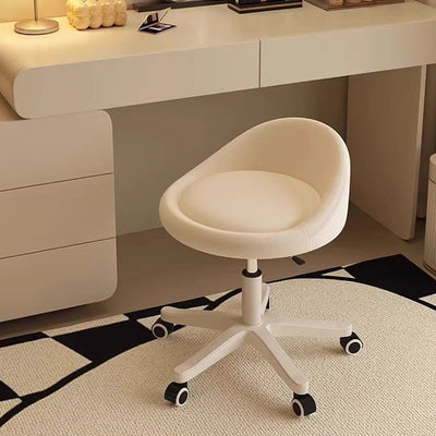 Modern Minimalist Curved Microfiber Leather Plastic Vanity Stool Rotatable Backless Armless For Bedroom