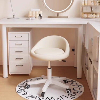 Modern Minimalist Curved Microfiber Leather Plastic Vanity Stool Rotatable Backless Armless For Bedroom