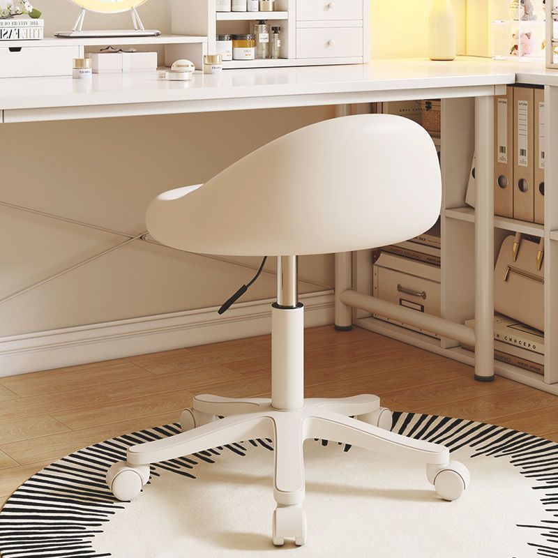 Modern Minimalist Curved Microfiber Leather Plastic Vanity Stool Rotatable Backless Armless For Bedroom