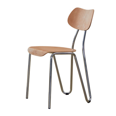 Modern Minimalist Rectangular Curved Solid Wood Multi-Layer Plate Iron Dining Chair Backrest Armless For Dining Room