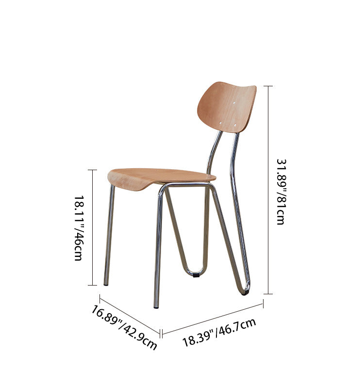 Modern Minimalist Rectangular Curved Multi-Layer Plate Iron Dining Chair Backrest Armless For Dining Room