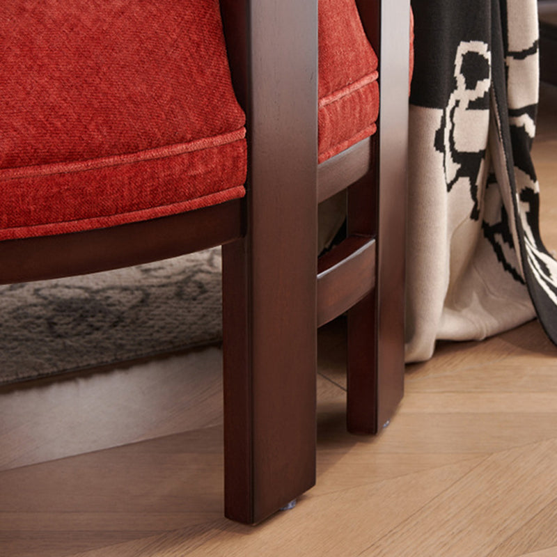 Traditional French Curved Velvet Upholstered Solid Wood Accent Chair Backrest Armrest For Living Room