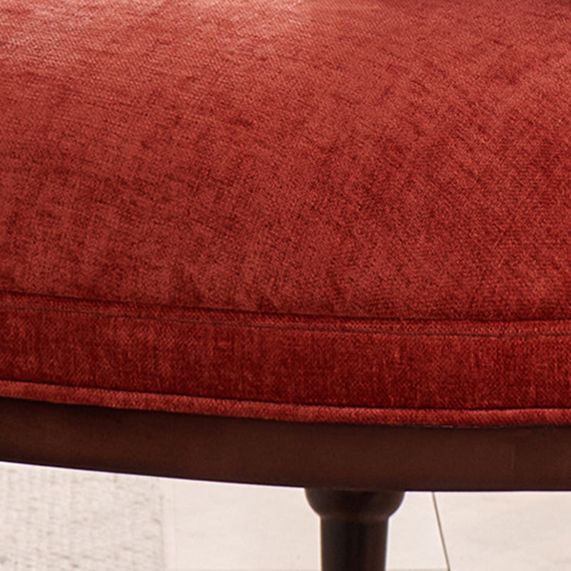 Traditional French Curved Velvet Upholstered Solid Wood Accent Chair Backrest Armrest For Living Room