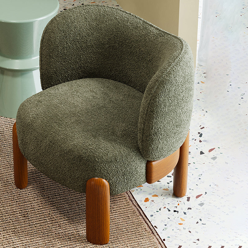 Modern Minimalist Curved Velvet Upholstered Solid Wood Accent Chair Backrest Armrest For Living Room