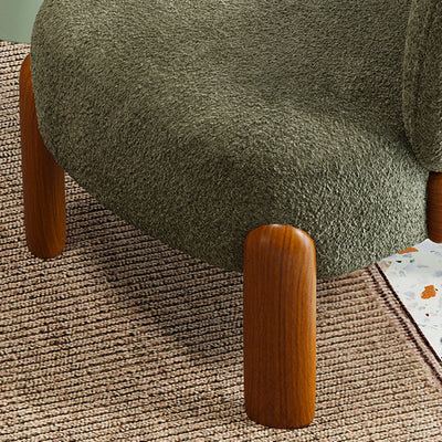 Modern Minimalist Curved Velvet Upholstered Solid Wood Accent Chair Backrest Armrest For Living Room