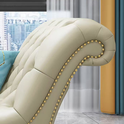 Contemporary Luxury Rectangular Nappa Leather Solid Wood Stainless Steel Accent Chair Chaise Lounge Backrest Armrest For Living Room