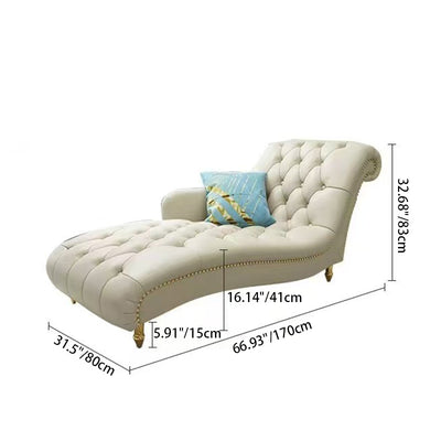 Contemporary Luxury Rectangular Nappa Leather Solid Wood Stainless Steel Accent Chair Chaise Lounge Backrest Armrest For Living Room