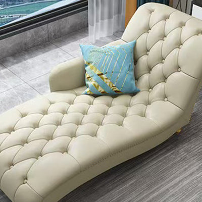 Contemporary Luxury Rectangular Nappa Leather Solid Wood Stainless Steel Accent Chair Chaise Lounge Backrest Armrest For Living Room