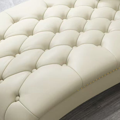 Contemporary Luxury Rectangular Nappa Leather Solid Wood Stainless Steel Accent Chair Chaise Lounge Backrest Armrest For Living Room