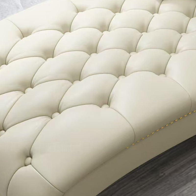Contemporary Luxury Rectangular Nappa Leather Solid Wood Stainless Steel Accent Chair Chaise Lounge Backrest Armrest For Living Room