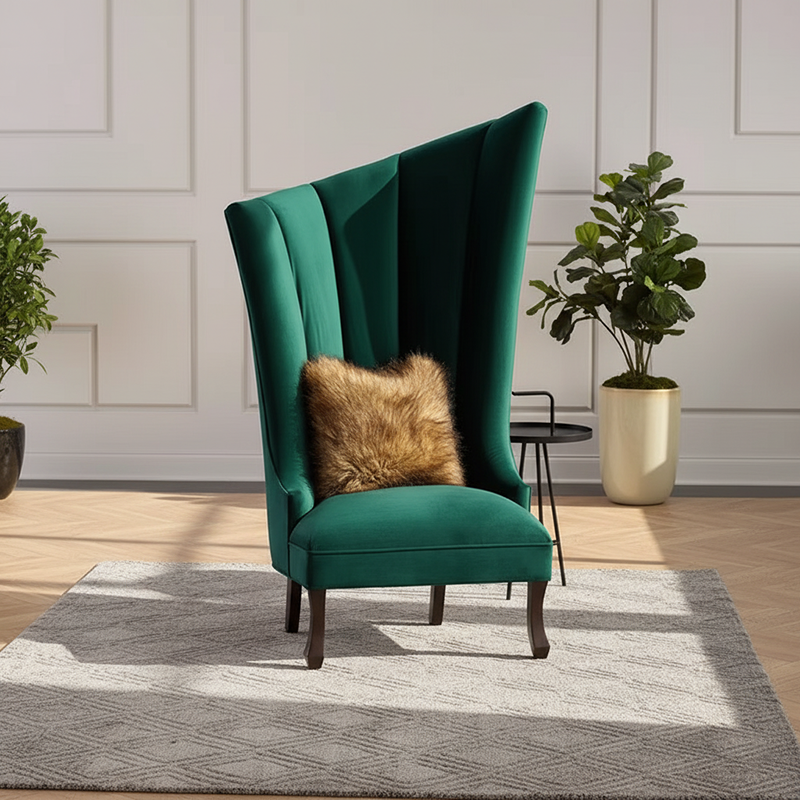 Contemporary Luxury Trapezoidal Velvet Upholstered Solid Wood Accent Chair Backrest Armless For Living Room