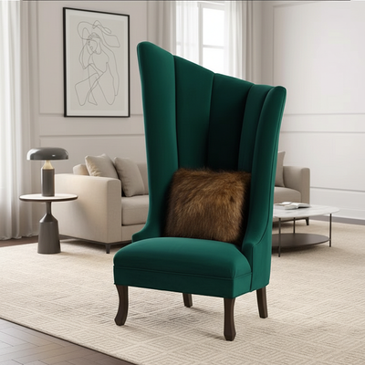 Contemporary Luxury Trapezoidal Velvet Upholstered Solid Wood Accent Chair Backrest Armless For Living Room