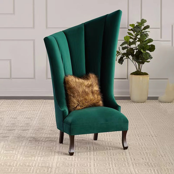 Chaise d'appoint contemporaine de luxe en velours trapézoïdale, en bois massif, sans dossier ni accoudoirs, pour salon 