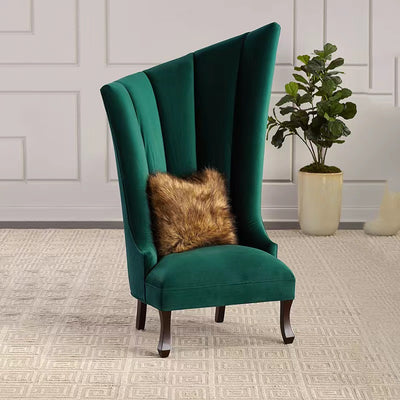 Contemporary Luxury Trapezoidal Velvet Upholstered Solid Wood Accent Chair Backrest Armless For Living Room