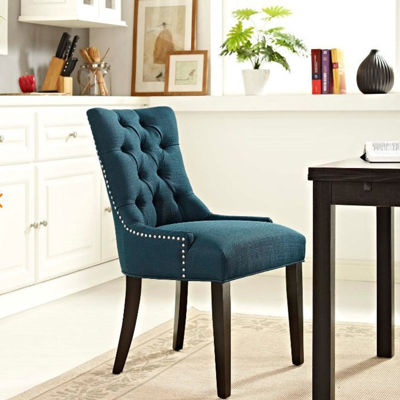 Modern Minimalist Rectangular Velvet Cotton-Linen Solid Wood Dining Chair Backrest Armless For Dining Room