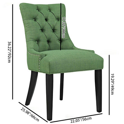 Modern Minimalist Rectangular Velvet Cotton-Linen Solid Wood Dining Chair Backrest Armless For Dining Room