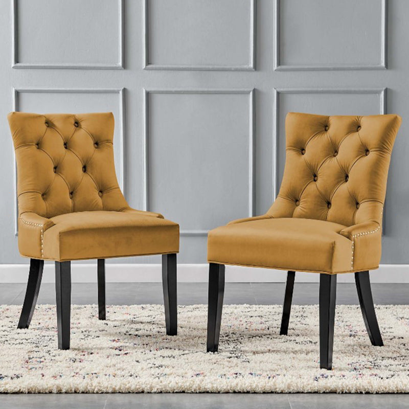 Modern Minimalist Rectangular Velvet Cotton-Linen Solid Wood Dining Chair Backrest Armless For Dining Room