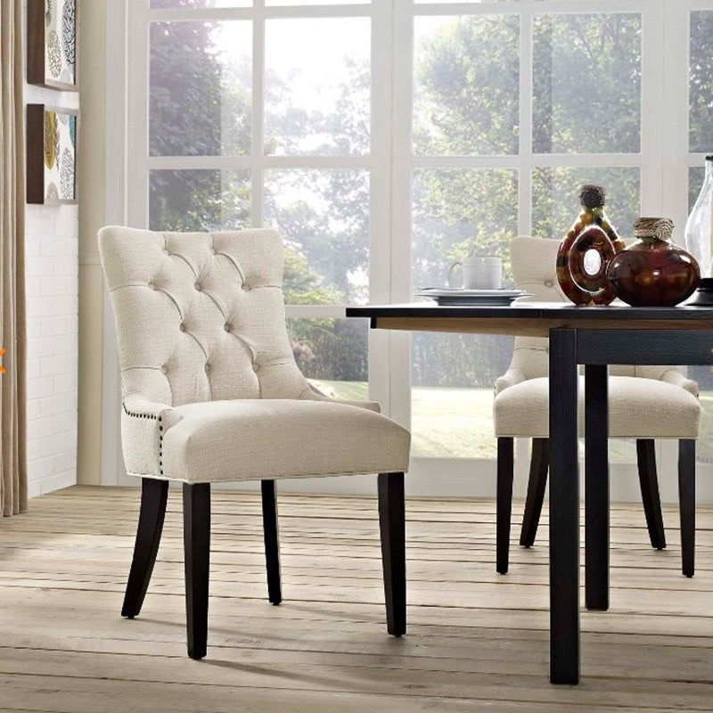 Modern Minimalist Rectangular Velvet Cotton-Linen Solid Wood Dining Chair Backrest Armless For Dining Room