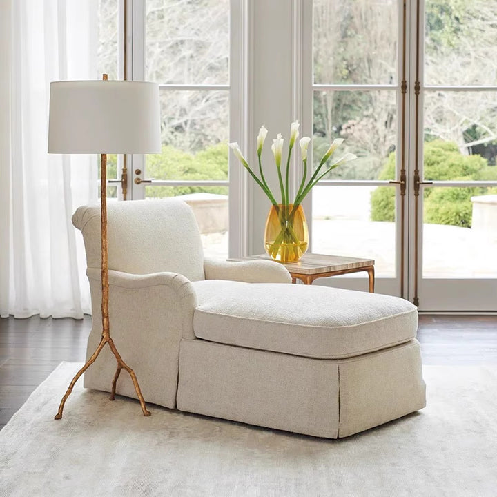 Chaise d'appoint rectangulaire minimaliste moderne en tissu et bois massif avec dossier et accoudoirs pour salon 
