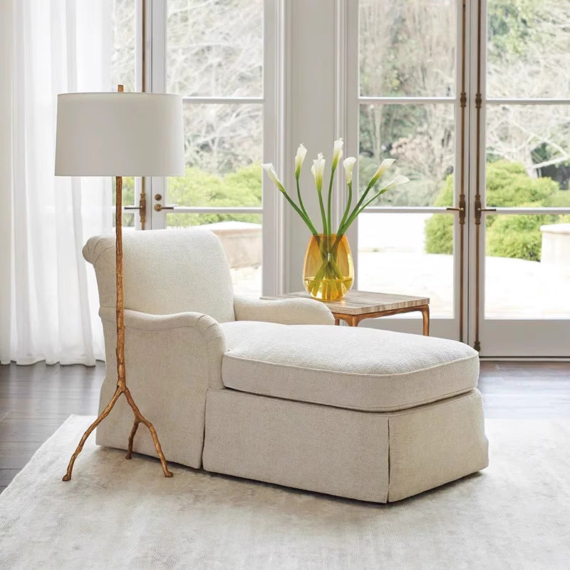Modern Minimalist Rectangular Fabric Solid Wood Accent Chair Backrest Armrest For Living Room