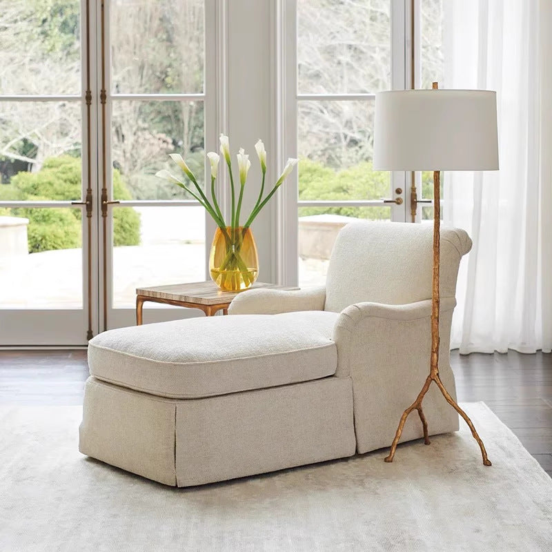 Modern Minimalist Rectangular Fabric Solid Wood Accent Chair Backrest Armrest For Living Room