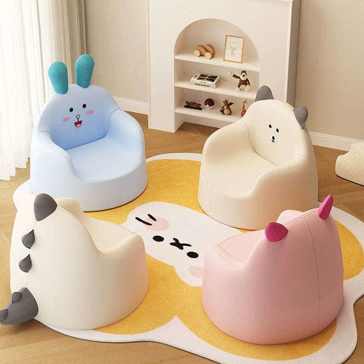 Chaise d’appoint pour enfants en cuir PU, tricot et éponge, de forme animale courbée, créative et contemporaine, avec dossier et accoudoirs, pour salon 