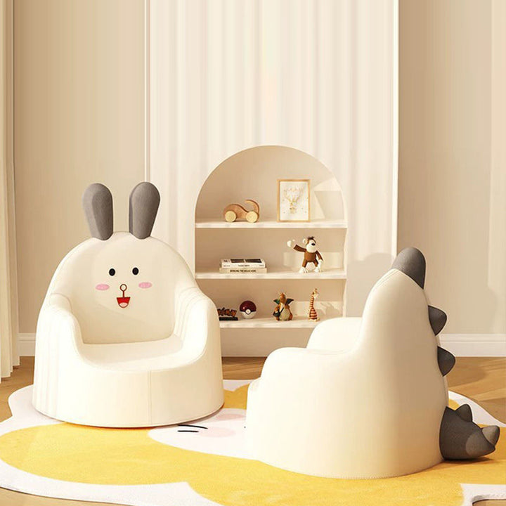 Chaise d’appoint pour enfants en cuir PU, tricot et éponge, de forme animale courbée, créative et contemporaine, avec dossier et accoudoirs, pour salon 